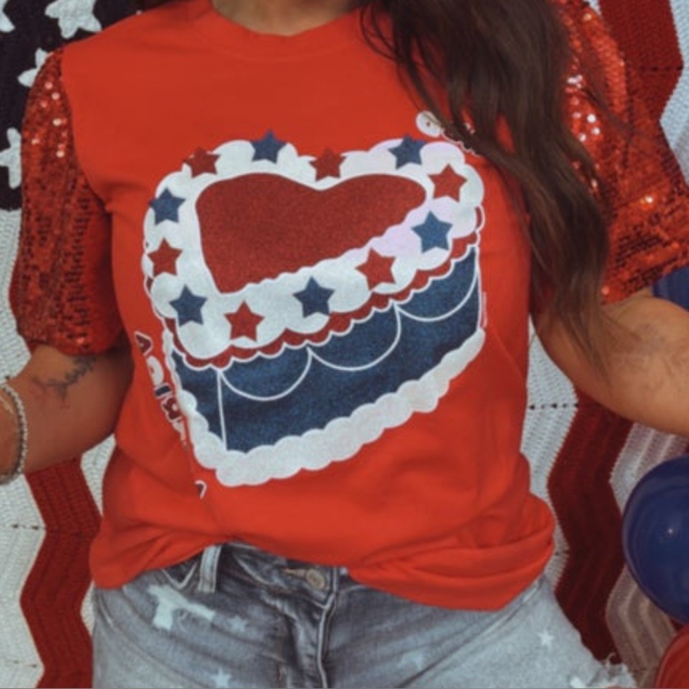 Red Sequin Sleeve Top